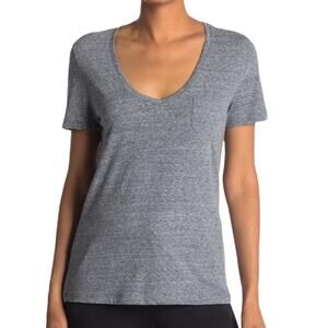 Daniel Buchler V Neck Cap Sleeve Grey T Shirt NWT Size S